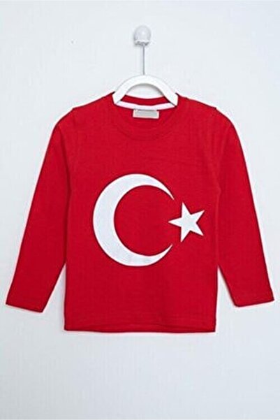 ümitteks iş ve okul kıyafetleri Tricou roșu unisex Moon Star Flag din bumbac ...
