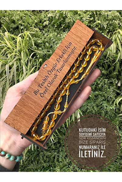 KANUNİ TESBİH مسبحة صلاة من العنبر البودرة مع صندوق خشبي