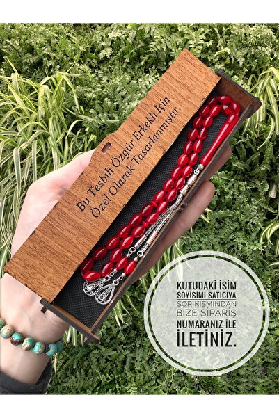 KANUNİ TESBİH Mărgele de rugăciune din chihlimbar pudră cu cutie din lemn moi...