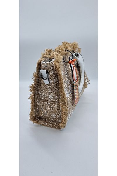 DSN Straw Detailed White Color Hand and Shoulder Bag Y5680