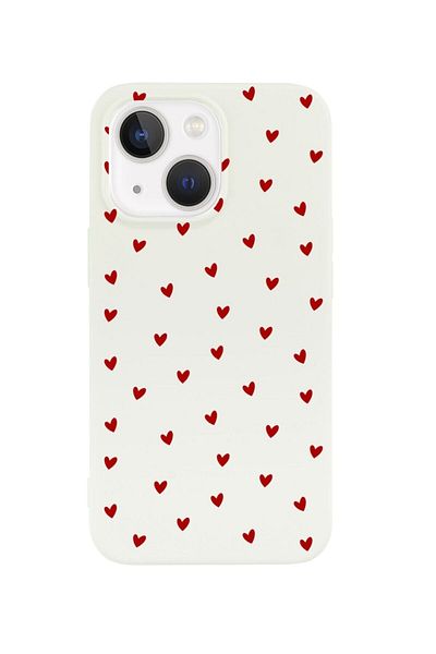 butikcase غطاء هاتف آي فون 13 أبيض بتصميم قلوب صغيرة جداً