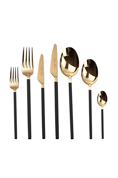 Dame Marie Carre Black Gold 42 Parça Çatal Kaşık Bıçak Seti