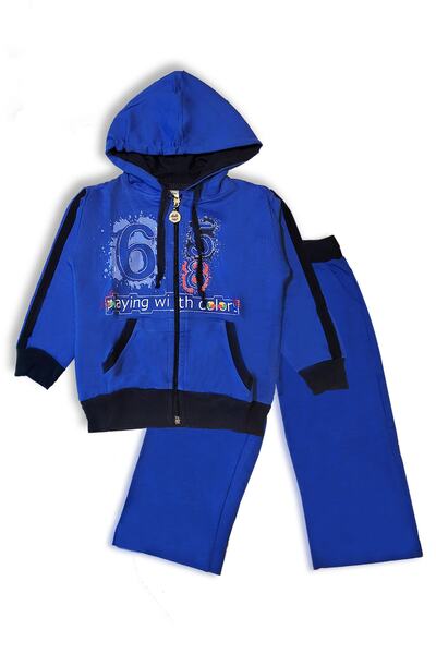 Hmd Σετ φόρμας με φερμουάρ και κουκούλα Neysekivar για αγόρια, μπλε χρώμα