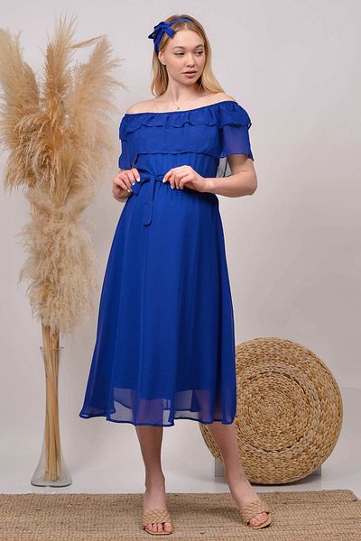 Neşeli Butik Rochie de maternitate din șifon Saks Blue Baby Shower Hml8060
