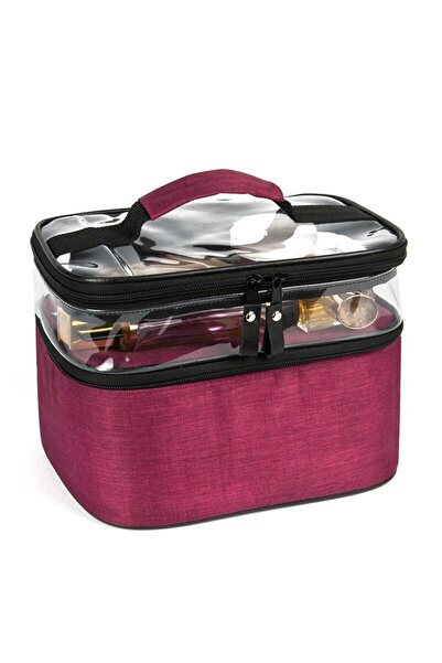 Ankaflex Purple Exp.Makeup Bag - Travel and Care Organizer, Double Compartment Apparatus and Accessory Bag
