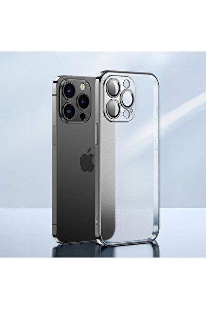 m.tk moveteck Iphone 13 Pro Uyumlu Kılıf Kamera Lens Koruma Kenarı Parlak Şeffaf Silikon
