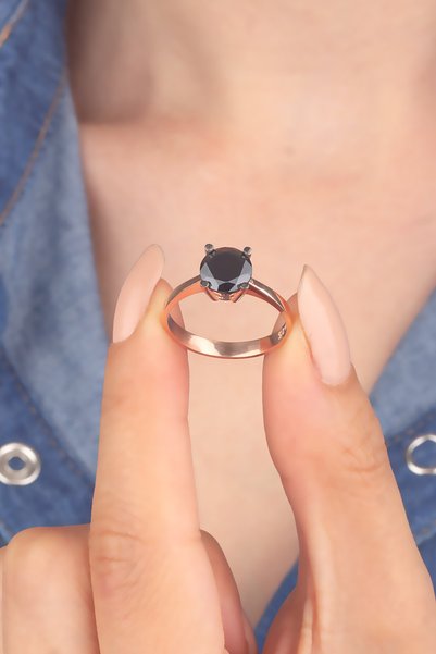 Miavi Silver 925 Ayar Gümüş Oniks Taşlı Tek Taş Yüzük