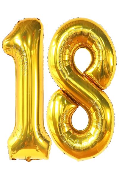 Parti dolabı 18. Yaş Doğum Günü Folyo Balon Seti Gold Altın 100 Cm