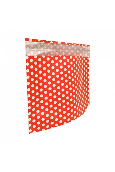 simagift Kırmızı Puantiyeli Renkli Bantlı Kuşe Hediye Paketi 20x20 25 Adet