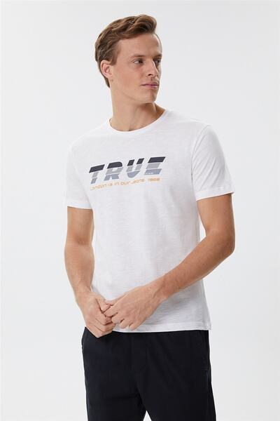 Lee Cooper Ανδρικό μπλουζάκι Elvis O λαιμόκοψη σε λευκό χρώμα