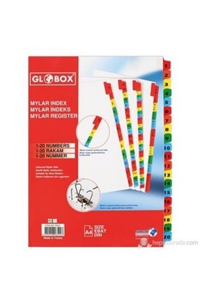 Globox Mylar Number 1-20 Index