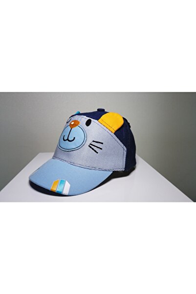 Kardelen Butik Denizli قبعة أطفال مع قطة وأذنين (1-3 سنوات) (أزرق داكن)