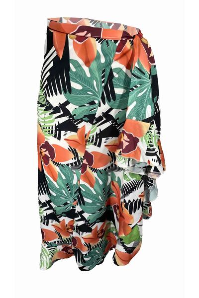 Bolder Allora Orange Flower Pattern Ruffle Pareo