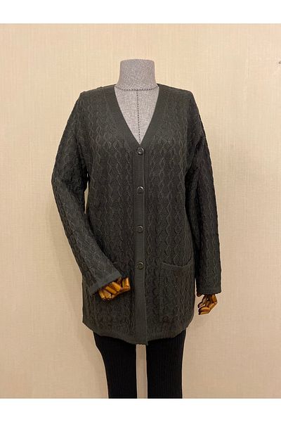 TEK Seasonal Mercerized Mother's Cardigan with Pocket / Khaki Green