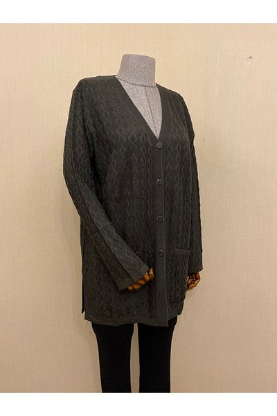 TEK Seasonal Mercerized Mother's Cardigan with Pocket / Khaki Green