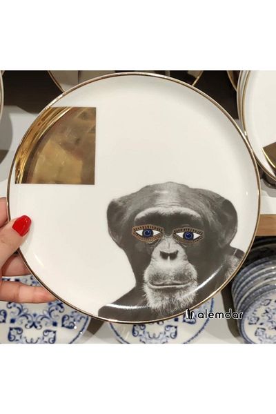 Porland Wild Life Monkey Flat Plate 20 cm (1 Piece)