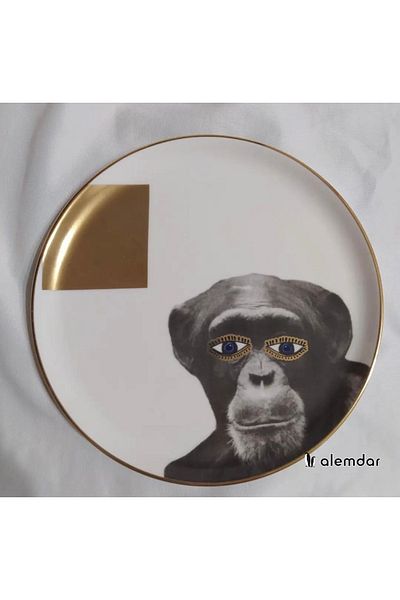 Porland Wild Life Monkey Flat Plate 20 cm (1 Piece)
