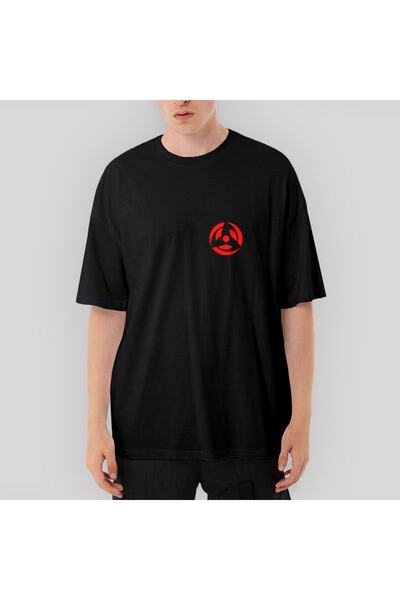 Z zepplin Tricou negru supradimensionat cu logo Naruto Pocket