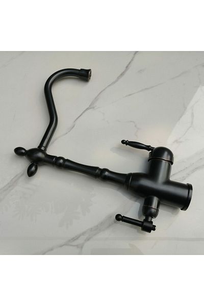 OEM Kitchen Sink Faucet Dual Flow Water Purification Outlet Matte Black Copper Striped 7 Years Warranty Imported