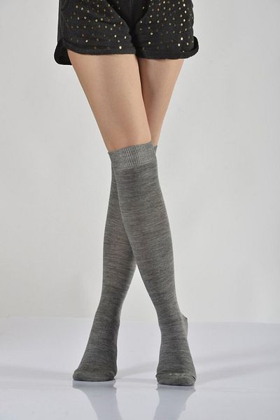 Moda1001 Дамски едноцветни чорапи до коляното - 35-40 - сиви