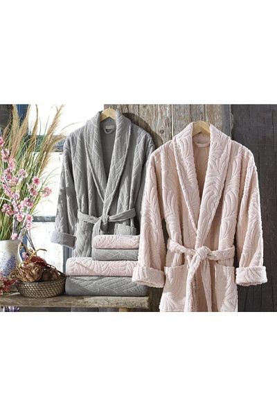 Dantela Vita Σετ μπουρνούζι Melanie Pink-grey 100% βαμβάκι 6 τεμαχίων