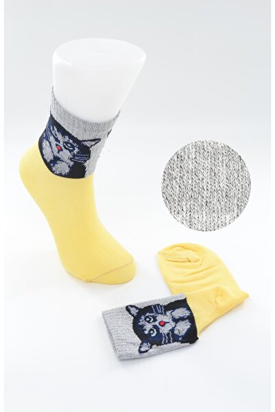 Flora Women's Silvery Cat Patterned Socks