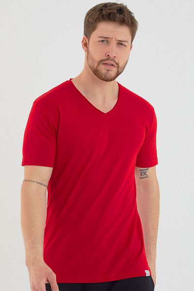 AMAZING CRASH Basic Men's V-Neck Slim Fit Short Sleeve T-shirt