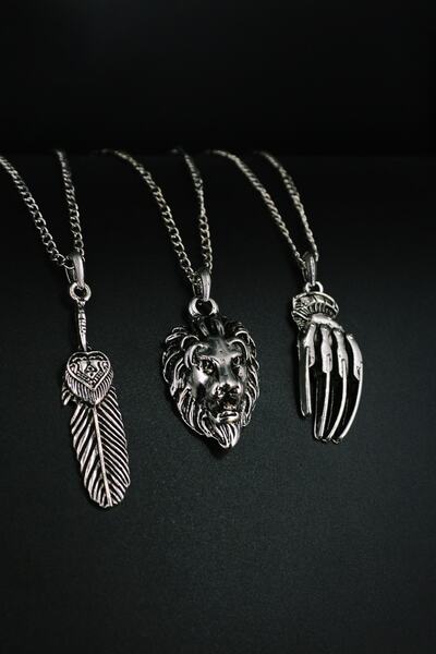 Dukkanka 3'lü Kartal Tüy, Aslan Ve Pençe Kolye Seti