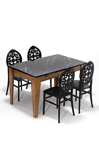 SANDALİE Avrupa / Venüs Mutfak Masa Takımı 1 Masa 4 Sandalye - Siyah