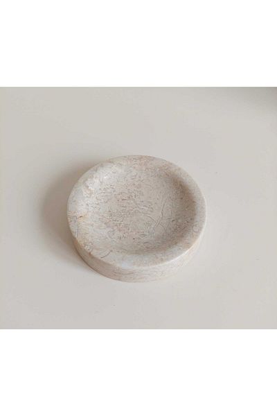 Sümeyra Marble Art Сапунерка от естествен бежов мрамор от масив