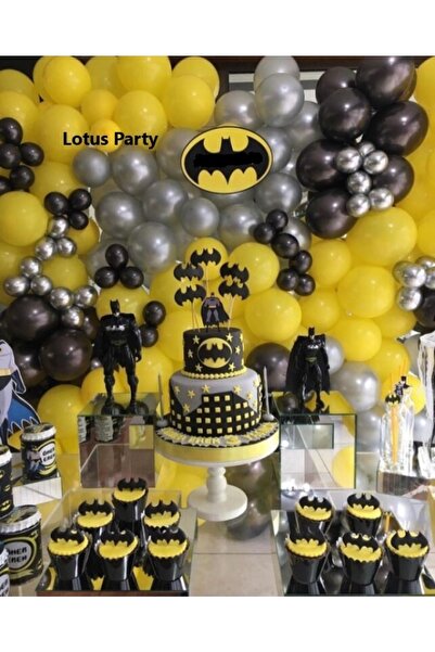 LOTUS PARTY 100 τεμάχια -batman Concept - Παστέλ Μαύρο - Κίτρινο - Μεταλλικό ...