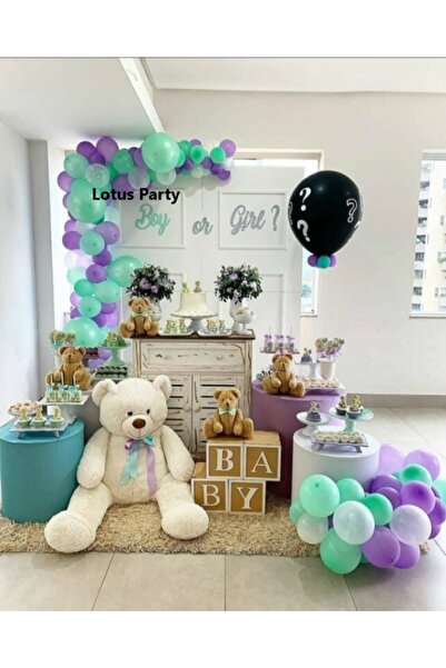 LOTUS PARTY 50 قطعة - أخضر نعناعي - أرجواني - شفاف - مجموعة سلسلة بالونات