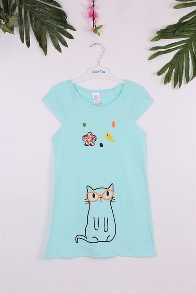 Cicitime Necklace And Cat Embroidered Dress