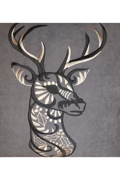 NAKIŞ HOME DESİGN غطاء وسادة مطرز على شكل غزال مطرز بالأنابيب