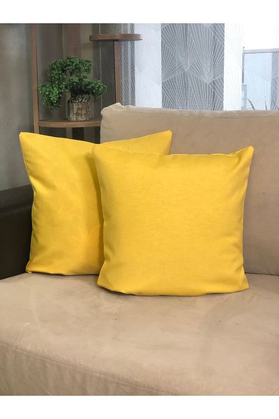 desen izmir Husă de pernă decorativă cu două fețe, galbenă, 2 piese