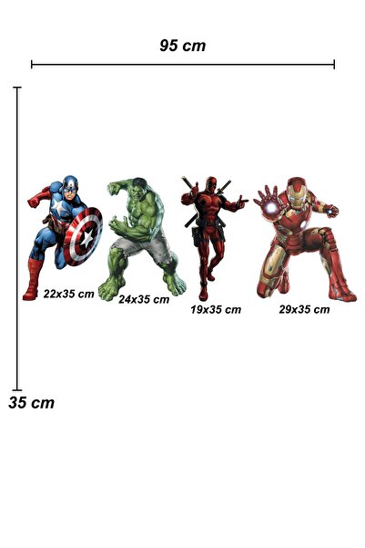 Sepet Yıldızı Marvel Avengers Kahramanları Deadpool Hulk Captain America Ironman Sticker Seti