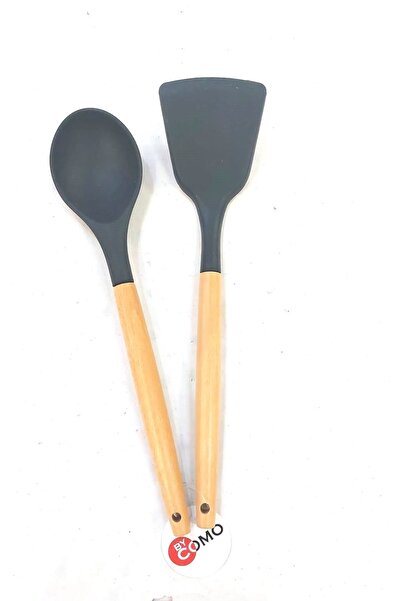 Bycomo By Como 2 Piece Bamboo Handle Silicone Spoon Spatula Set