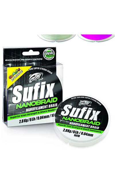 SUFIX خيط صيد نانو جديلة لون وردي 100 متر - 0.06 ملم - 3.3 كجم