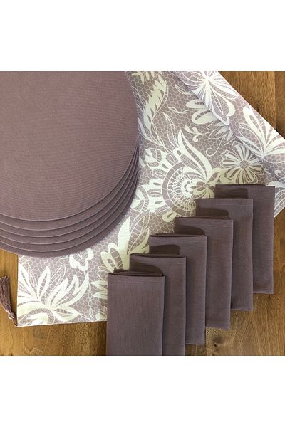 desen izmir American Serve, 6 Plates, 6 Napkins and Runner Laces Tk3