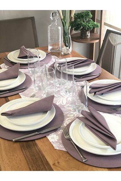 desen izmir American Serve, 6 Plates, 6 Napkins and Runner Laces Tk3