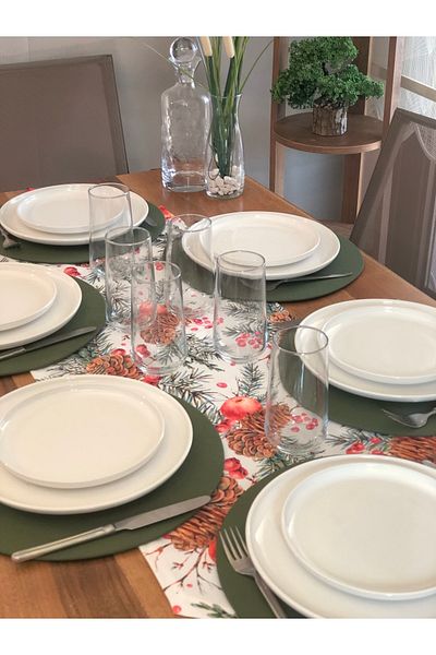 desen izmir Set de 6 plăci de service americane și Runner Winter Garden