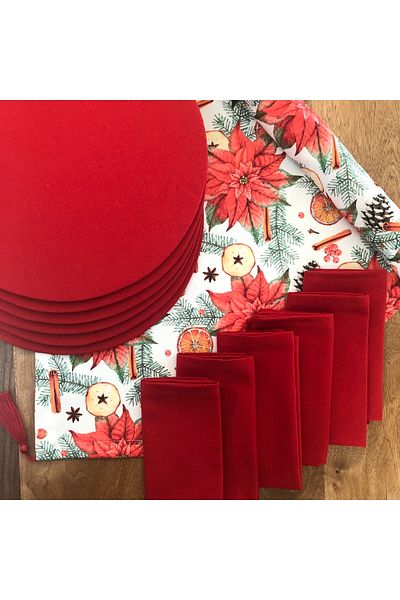 desen izmir Cockina Blossom Pattern - 6 suporturi, 6 șervețele și Runner