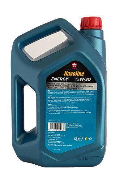 TEXACO Havoline Energy Sae 5w-30 Sentetik 4 Lt Partekülsüz Yağ