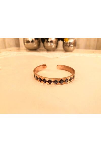 KAVELE Saf Bakır Bileklik Motifli-her Bileğe Uygun-geçmeli-unisex-