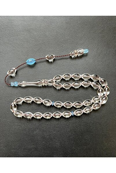 Budakoğulları Uçak Camı Tesbih Şeffaf Delim Üst Düzey Usta Işçilikli Babalar Özel Hediyelik Gümüş