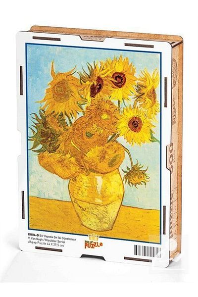 King Of Puzzle Twelve Sunflower in One Vase - Vincent Van Gogh Wooden Puzzle 500 Pieces (kr04-d)