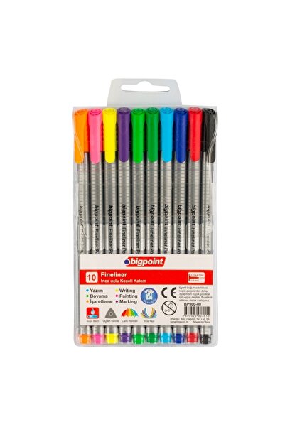 Bigpoint Fineliner Marker Pen Set 10 Pieces with Blister