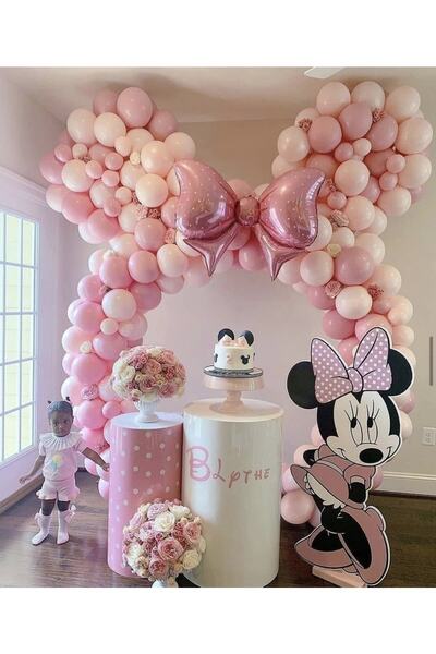 Çemrek Süs Parti Pembe Minnie Mouse Balon Zinciri Seti 121 Adet Balon Zincir ...