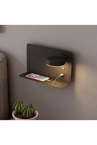MİYOLİGHT Usb Şarj Girişli Siyah Raf Okuma Lambalı Aplik 3000k Tmyl17
