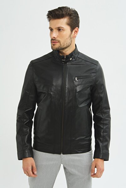 İkbal Iwan Siyah Hakiki Deri Mont Erkek